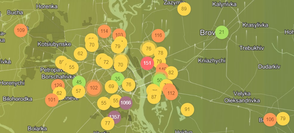 В Киеве утром резко ухудшилось состояние воздуха