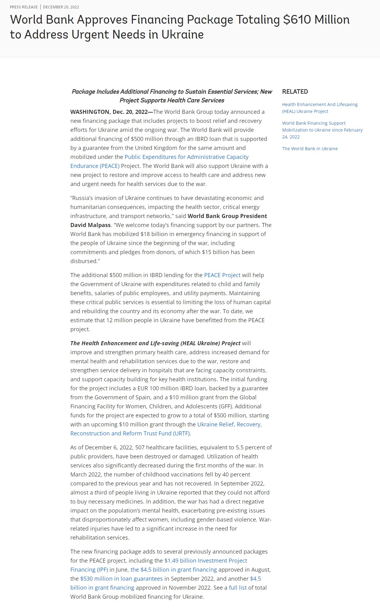 Скриншот с сайта Всемирного банка