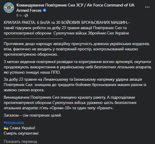 Командование Воздух - о ситуации в Украине