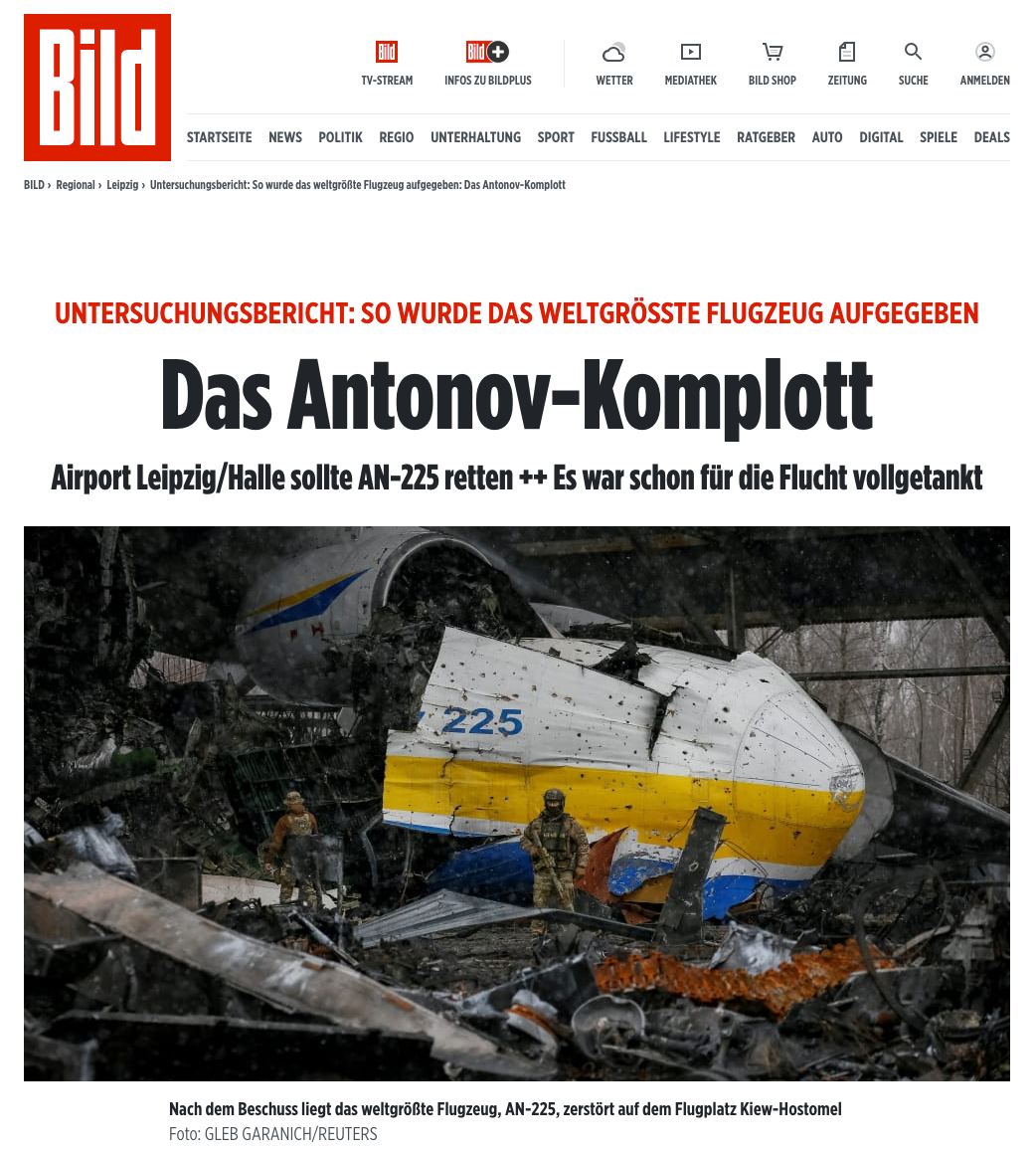 "Мрию" должны были вывезти в Лейпциг