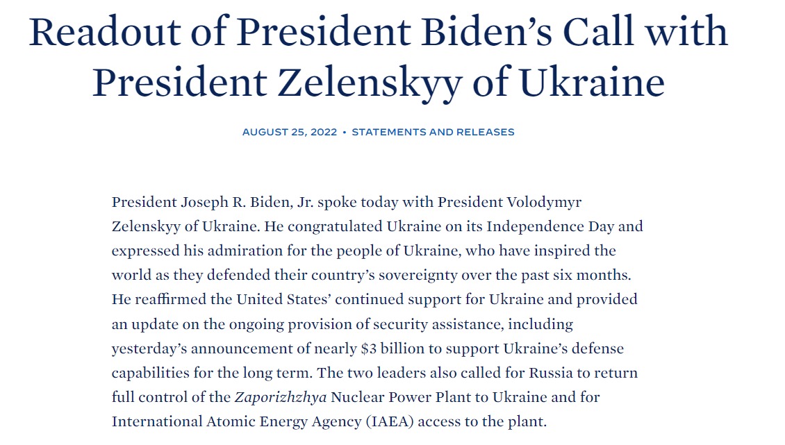 Скриншот с сайта Белого дома