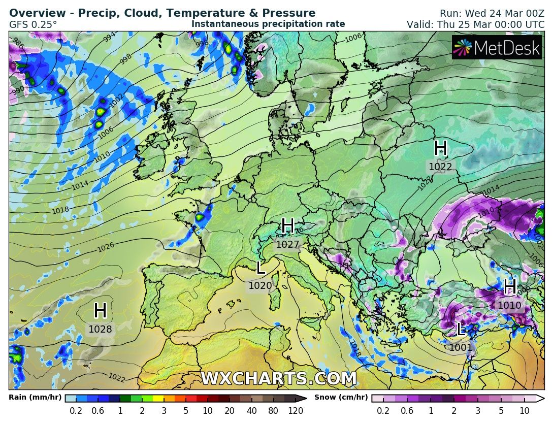 Прогноз погоды в Украине на 25 марта. Скриншот фейсбук-сообщения Диденко