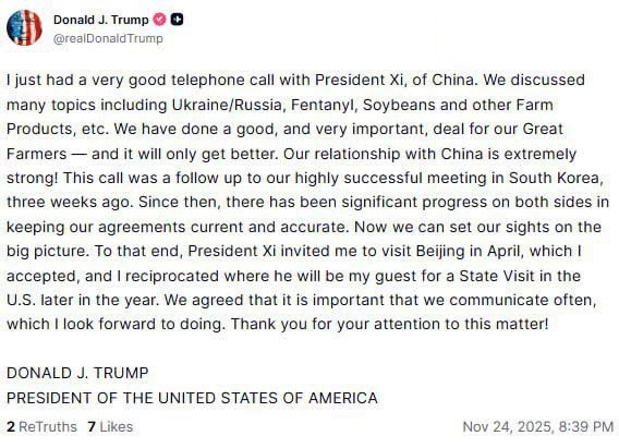 Трамп анонсував вирішення питань між США та Китаєм під час особистої зустрічі з Сі