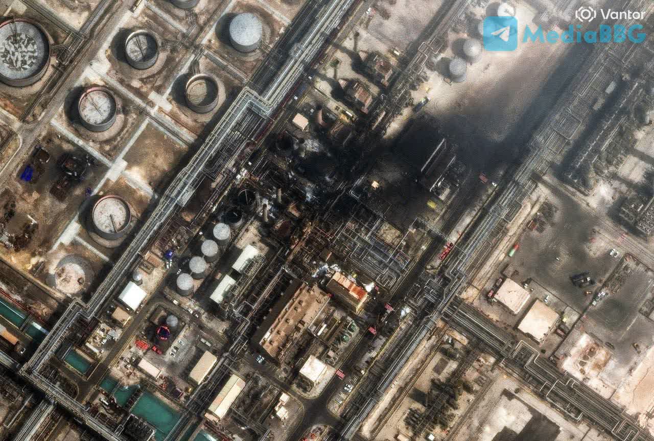 Фото (2) пошкоджень НПЗ Aramco у Саудівській Аравії. Джерело &ndash; Телеграм