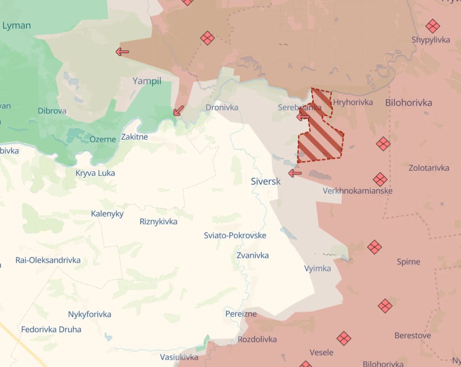 Сіверськ – карта бойових дій. Джерело - Deep State