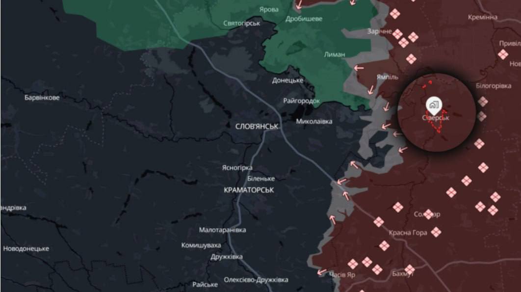Сіверськ. Карта бойових дій. Джерело – Deep State