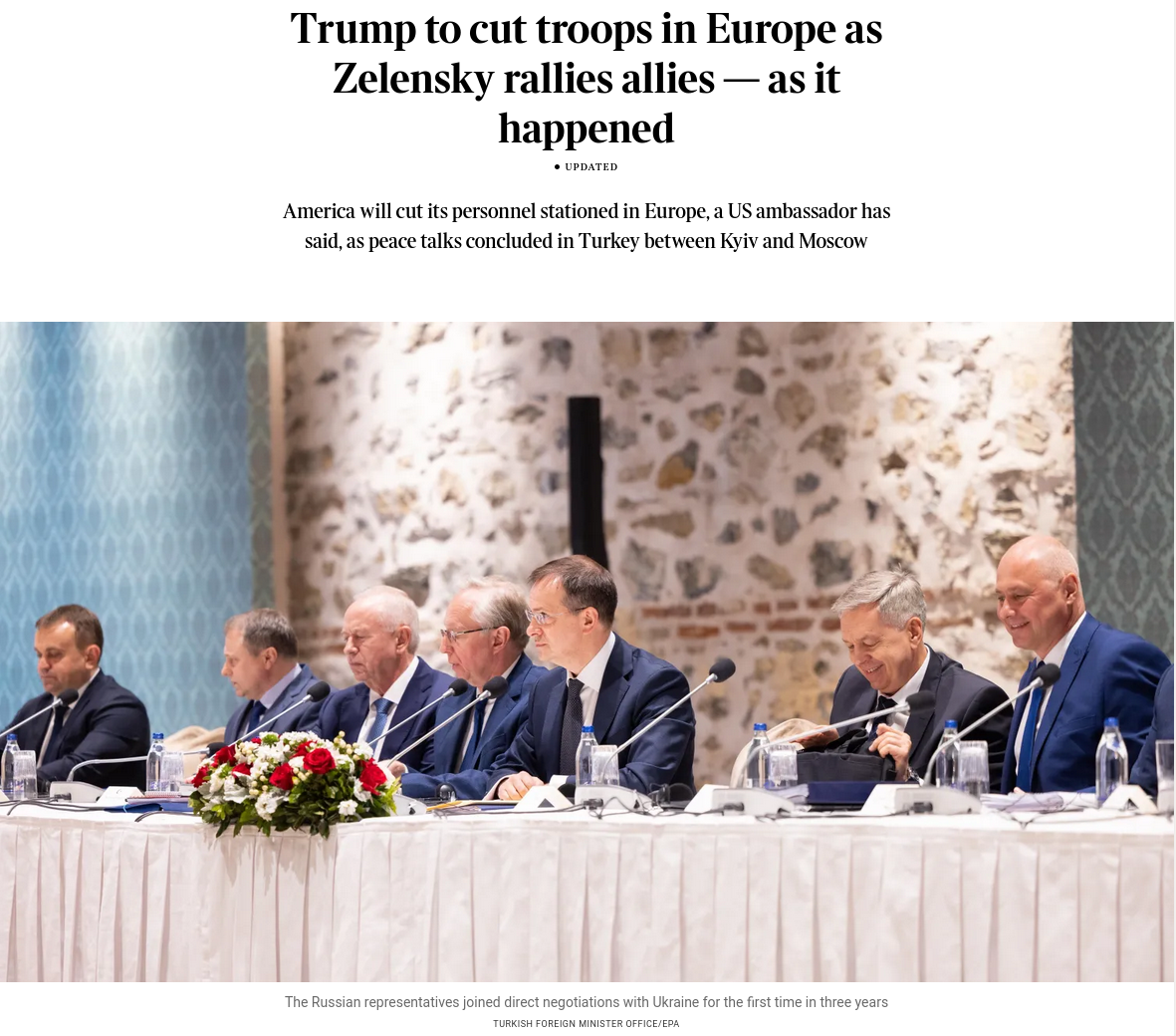 Снимок заголовка на thetimes.com