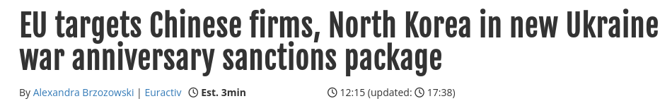 Снимок заголовка на euractiv.com