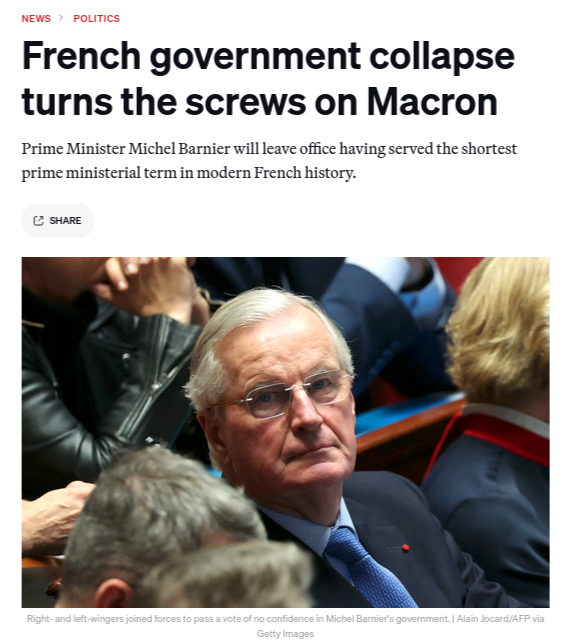 Снимок заголовка на politico.eu