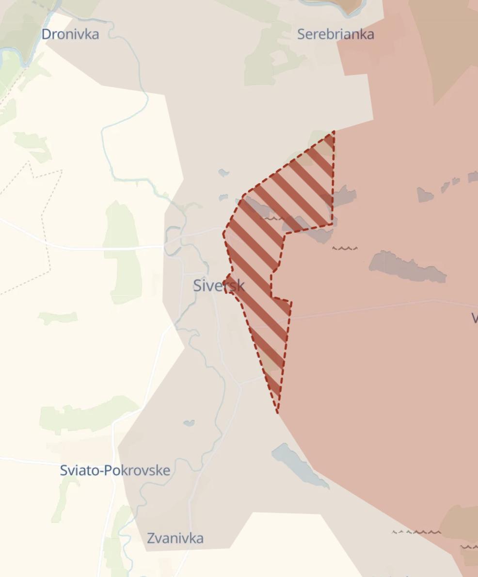 Северск. Карта боевых действий. Источник - Deep State