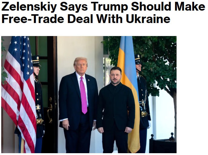 Снимок заголовка на bloomberg.com - Зеленский ждёт ответ Москвы на мирный план США и Украины